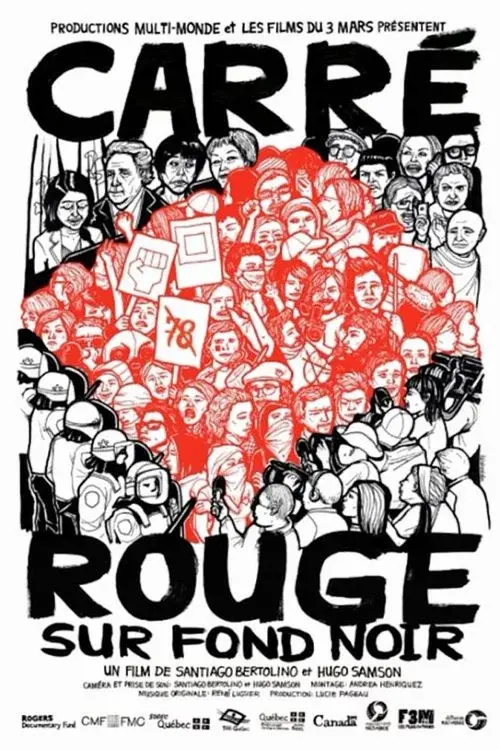 Carré rouge sur fond noir poster